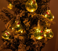 Guirlande lumineuse LED transparente de Noël avec aiguilles de pin intégrées, lumières féériques blanc chaud, décoration de fenêtre et d'arbre de Noël