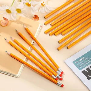 木製hb標準鉛筆工場カスタム高品質人気消しゴムトップスクール六角鉛筆セット子供用