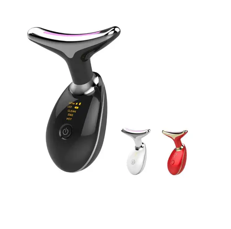 Rechargeable Neck Instrument Beauty LED Photon Vibration Skin Tighten Anti Wrinkle Remove Neck Lifting Massager Device
