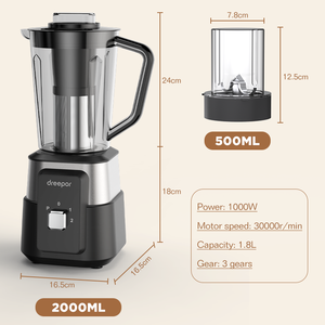 Mixeur <span class=keywords><strong>Blender</strong></span> Dreepor 6 Lames 30000 RPM, Robot Culinaire <span class=keywords><strong>pour</strong></span> Smoothies, Glace Pilée et <span class=keywords><strong>Fruits</strong></span> <span class=keywords><strong>Congelés</strong></span>, Vitesse Réglable - Product Image 5