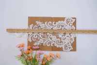 Applique en dentelle cordonnée avec broderie et perles pour robe de mariée, patch floral décoratif en dentelle DIY