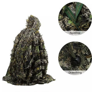 Sturdyarmor Léger Respirant Polyester Caché <span class=keywords><strong>Poncho</strong></span> Multi-Terrain <span class=keywords><strong>Camouflage</strong></span> <span class=keywords><strong>3D</strong></span> Feuilles Chasse Cape Furtif Ghillie - Product Image 5
