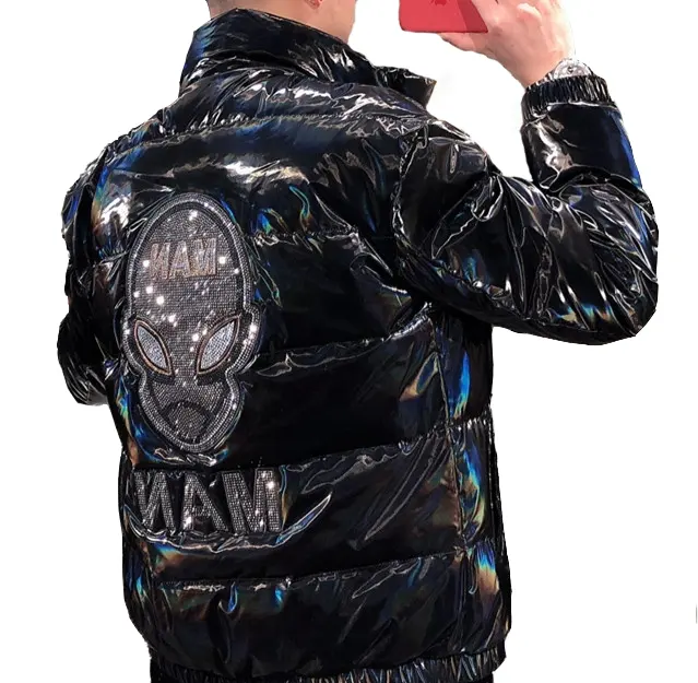 Stand personalizado colarinho Vernis jaqueta grosso Outwear Casual strass crânio jaquetas Plus Size jaqueta dos homens