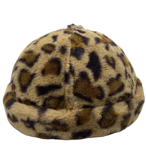 Tùy Chỉnh Brimless Hat Unisex Xu Hướng Đường Phố Cap Faux Fur Leopard Hat Giữ Ấm Trong Mùa Đông Chủ Nhà Cap