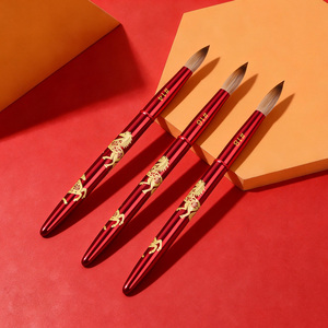 Pinceau à ongles acrylique Kolinsky en poils de cheval rouges, style 2026, mat, tailles 14, 16, 18, SSS, 100% Kolinsky, qualité supérieure - Product Image 3