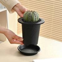 Pots de fleurs en plastique de cactus pour pot de plantes à feuilles persistantes d'intérieur et d'extérieur avec noir et blanc