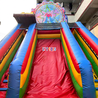 Structure gonflable de jeu pour enfants, thème Carnaval Cirque, avec 2 toboggans et Grande Roue, en PVC robuste, pour location commerciale