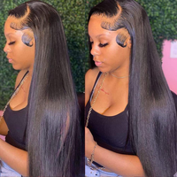 Perruque de 36 pouces sans colle, frontale HD transparente, cheveux indiens bruts longs et raides, 100% cheveux humains non traités, grade 12A Remy