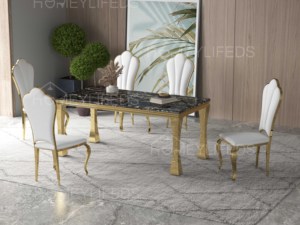 Sang Trọng Bằng Đá Cẩm Thạch Hàng Đầu Hiện Đại Đơn Giản Thép Không Gỉ Titan Vàng Cao cấp Ý Loại Căn Hộ Đồ Nội Thất Bàn Ăn Đặt - Product Image 3