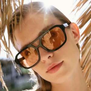 Lunettes de soleil pilote carrées UV400 à double pont avec verres dégradés transparents effet océan, personnalisables avec logo, pour hommes et femmes, collection mode 2025 - Product Image 4