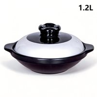Casserole en céramique antiadhésive durable et écologique de 1,2 L, 23 cm, design panda noir et blanc, avec couvercle en céramique pour cuisinière à induction