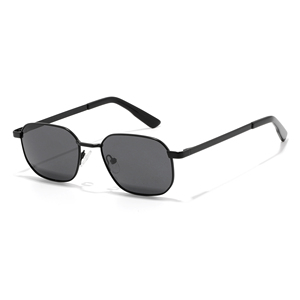 Lunettes de soleil rectangulaires en métal, monture noire pleine, protection UV400, unisexe, style adulte - Product Image 1