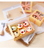 Korean Paper Cups 4 6 Pieces Plaid Dessert Box Mousse Cup Egg Tart Packaging Box