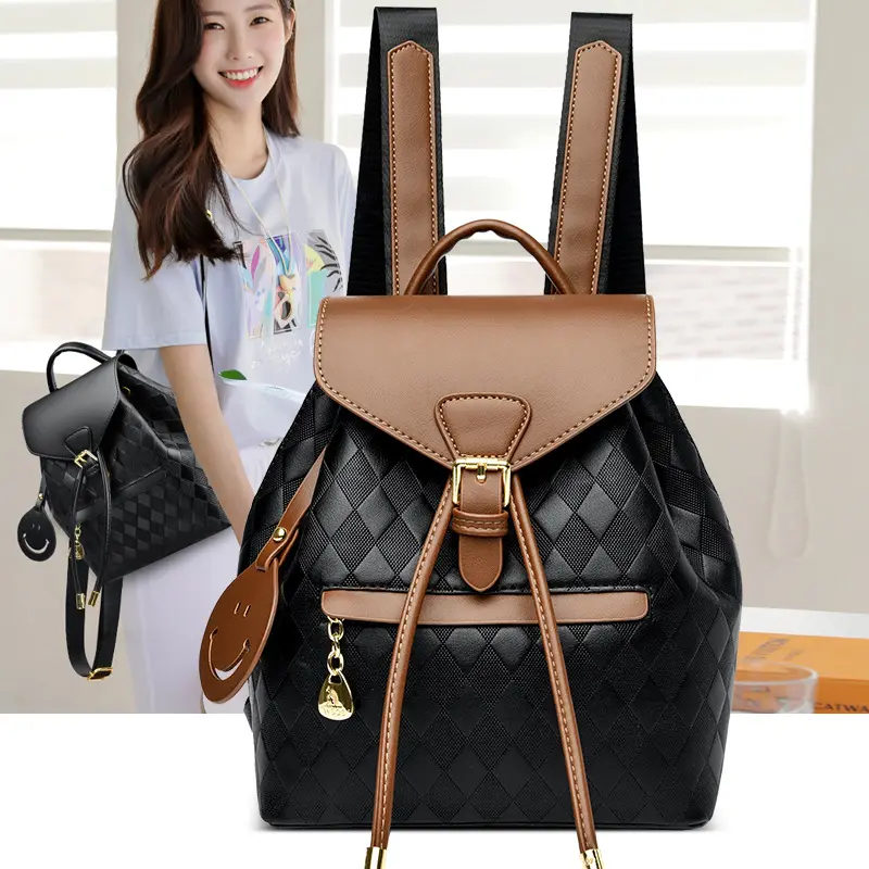 Factory Custom 2023 Ins Fashion Backpack Multipurpose Laptop Bag Girls Versatile Leather Schoolbag School Bag For Teenage Girls