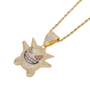 Collier Pendentif Thème Dessin Animé Micro-Incrusté Zircon Petit Monstre Bijoux Hip Hop Cadeau Alliage de Zinc Or Blanc et Violet - Product Image 5