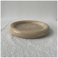 Plateau rond en travertin beige naturel de nouvelle conception, 8 pouces, petite assiette en marbre