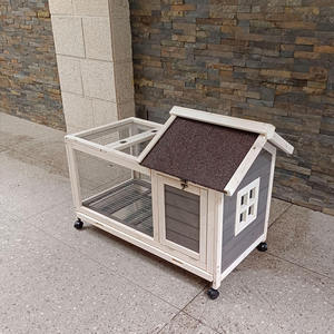 Cage à lapins en bois spacieuse et respirante avec roues à frein, facile à nettoyer, en maille métallique, pour petits animaux, utilisation intérieure et extérieure, vente en gros - Product Image 6