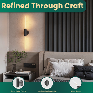 Modern Luxury Tubular <strong>Wall</strong> Lamp LED <strong>Light</strong> E26 <strong>Gold</strong> Shade Long Pole Steel Body Dimmable High CRI 90 Dual Color Temp 500 2-Year - Product Image 6