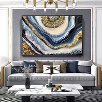 Peinture Murale Abstraite Moderne, Poster Luxe Rose Bleu Or Cristal, Toile Décoration Murale Salon Maison