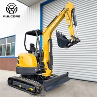 Mini-excavatrice FULCORE homologuée CE, best-seller, bras en acier au manganèse haute résistance, sans cabine, mini-excavatrice à cabine ouverte