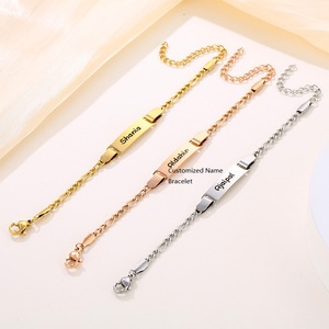Lateefah bambini anniversari Custom inciso da te nome oro placcato in acciaio inox curvo bracciale bambino
