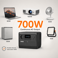 Kit de station d'alimentation portable 700W pour camping et extérieur, batterie LiFePO4, générateur solaire 700W avec panneau, ensemble complet