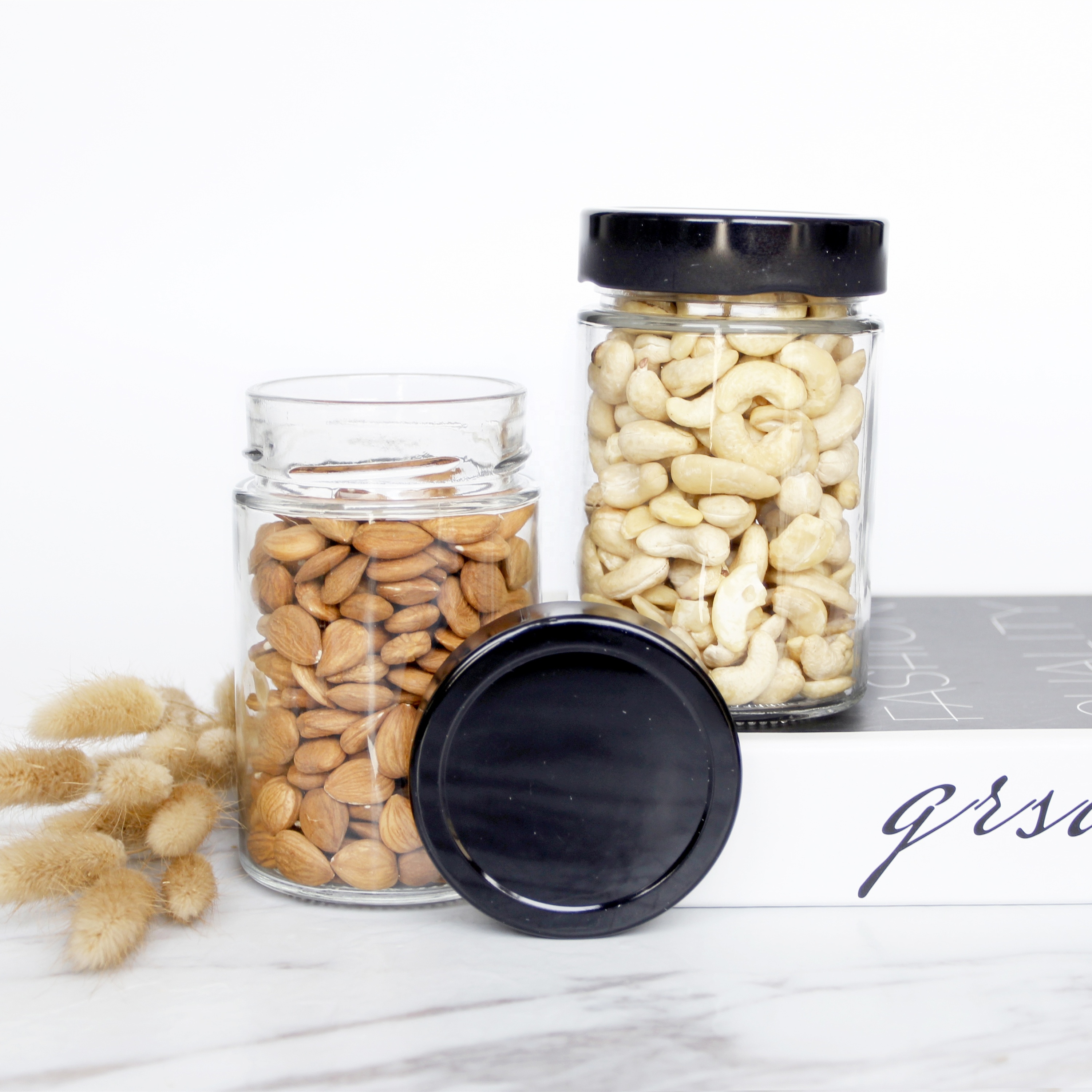 Transparent 380 ml Ergo Glass Food Jar Wide Mouth Seasoning Spices