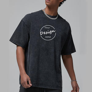 OEM Logo Gráfico Blanco O-cuello 100% Algodón Peso pesado Ropa de calle Camiseta de gran tamaño con patrón sólido - Product Image 1