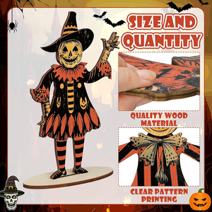 Décorations populaires d'Halloween : Petits pendentifs rétro en forme de citrouille, d'épouvantail et de drapeau coloré - Product Image 6