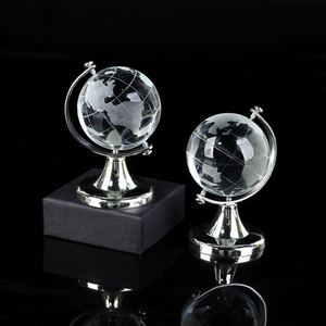 High Quality Handmade Crystal Transparent Glass Laser Engraved Sphere <b>Mini</b> Earth Globe for Decoration - Product Image 1