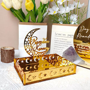 2024 New tide Custom Made Gold Acrylic Silk-Screen Printed Iftar <b>Ramadan</b> Kareem Tray <b>Decoration</b> for Islam - Product Image 3