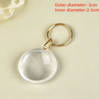 Porte-clés personnalisés en acrylique transparent, forme ronde ou rectangulaire, avec anneau doré, pour cadeau promotionnel DIY en plastique
