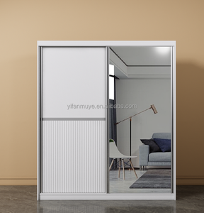 Armoire blanche moderne en bois avec grand rangement et miroir, personnalisable en usine, pour chambre à coucher - Product Image 2