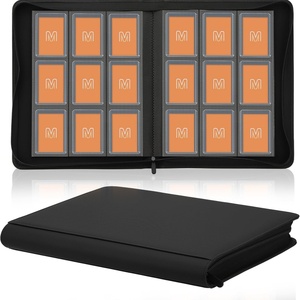 Custom Black PU Leather 9-Pocket Trading <b>Card</b> <b>Binder</b> Zipper Closure Waterproof PP Inner Pages Brand Name for <b>Card</b> Collection - Product Image 1