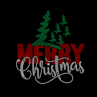 Design de transfert thermique personnalisé « Believe Merry Christmas » en strass – Transfert thermique en cristal à dos plat pour T-shirts