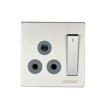 SANSHE Prise murale électrique à 3 broches rondes 15A avec interrupteur pour le Bangladesh et l'Inde