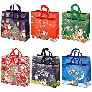 Nouveau Grand Sac Fourre-Tout en Tissu Non-Tissé Imprimé Laminé Joyeux Noël Emballage Cadeau pour la Réveillon de Noël Personnalisable Vente en Gros - Product Image 1