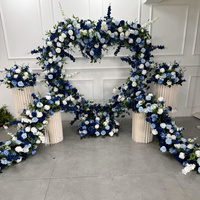 Arche florale en métal en forme de cœur avec hortensias roses, fleurs artificielles, pour décoration extérieure de mariage de luxe, demande en mariage romantique, produit phare