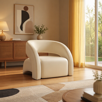 Fauteuil d'appoint moderne orange rembourré avec accoudoirs incurvés et dossier ouvert pour salon, chambre et hall d'hôtel