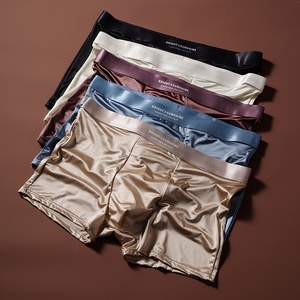 10A biancheria intima da uomo di lusso satinata leggera antibatterica cavallo traspirante liscio <span class=keywords><strong>senza</strong></span> soluzione di continuità in seta intrecciata con Logo in maglia a vita - Product Image 1