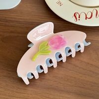 Pince à cheveux coréenne en acétate, modèle Tulipe, polyvalente, grande pince à cheveux de luxe, pince requin pour queue de cheval haute, accessoire capillaire écologique