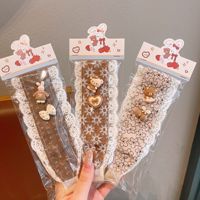Nouvelle pince à cheveux large en résine plastique pour enfants, motif floral couleur café, avec nœud de dessin animé et dentelle, pour franges et bandeaux