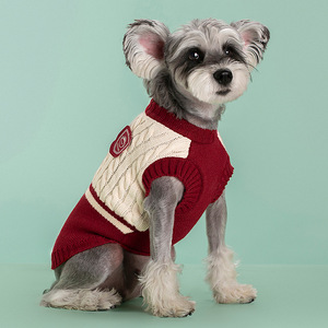 Pull pour animaux de compagnie style anglais, vêtements chauds pour chien, gilet respirant bicolore pour chat, vêtements pour animaux - Product Image 4