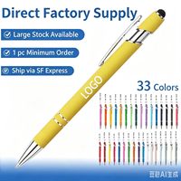 Stylo bille promotionnel 2-en-1 en métal DingHong pour écriture de 1,0 mm, encre noire/bleue, logo personnalisé, usage bureau et scolaire