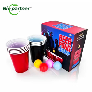 Bar Discoteca Fiesta Desechable 12 16 oz Rojo Azul Cerveza Pong Tazas Desechables Fiesta Vasos de plástico rojo - Product Image 6