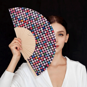 <span class=keywords><strong>2025</strong></span> Tây Ban Nha gỗ <span class=keywords><strong>fan</strong></span> tùy chỉnh giấy thăng hoa gấp người hâm mộ tay abanicos de Mano Quà tặng đám cưới cho khách - Product Image 3