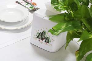 Boîte à mouchoirs brodée de sapin de pin de noël, couverture carrée, 100% coton, décoration d'hôtel de maison, haute qualité - Product Image 6