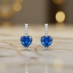 Orecchini Pendenti a Forma di Cuore Mia in Cristallo, Argento 925 con Montatura a Griffe, Gioielli Romantici da Donna per Uso Quotidiano - Product Image 2