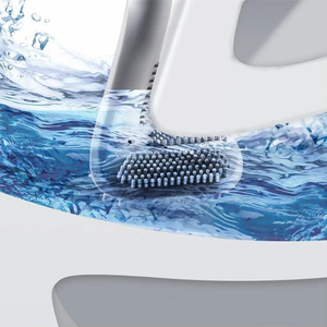 Brosse de nettoyage en silicone à long manche pour toilettes, WC, cuvettes de toilettes, salle de bain, et pour le nettoyage des surfaces à hauteur de genoux, avec crochet mural - Product Image 5