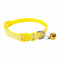 Nouvelle Tendance Collier pour Chat Réglable en Tissu Poly Plaid, Accessoire Décontracté pour Animaux de Compagnie avec Clochette, pour Petits et Moyens Animaux